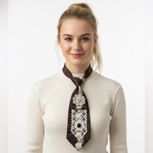 Victorian Lace Medallion Repurposed Neck Tie Art Piece